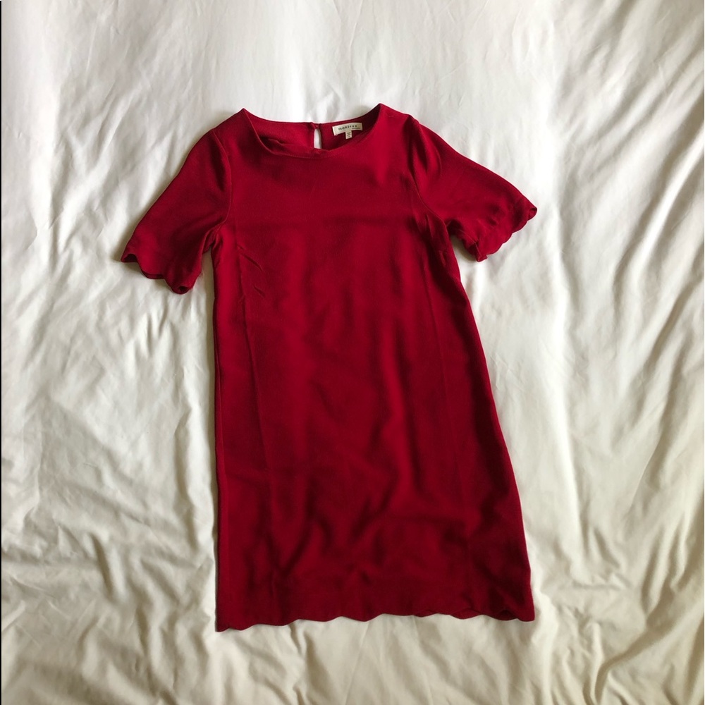 Scalloped red mini dress